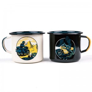 350ml customized wholesale stainless steel vintage sublimation enamel mug set