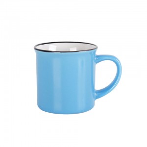 Caneca de café de cerâmica esmaltada para acampamento Canecas de fogueira em massa Esmalte parece caneca de cerâmica