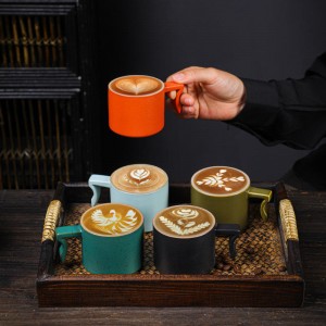 Creative Irregular Handle Small Tea Cup Gift Milk Tumbler Drinkware Ceramic Espresso Coffee Cup