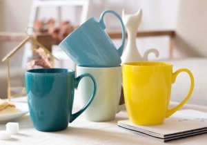 Taza de cerámica colorida con logotipo personalizado, taza de café creativa de color sólido