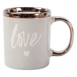 Metal rim porcelain cup promotional Valentine’s day custom different specifications and colors ceramic cup