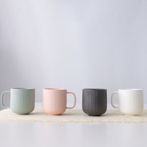 Nordic style striped matte glaze 350ml 12oz elegant coffee mug ceramic for gift