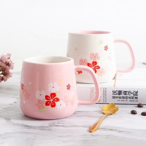 Sakura tea milk porcelain mug cup custom logo handmade ceramic mugs coffee