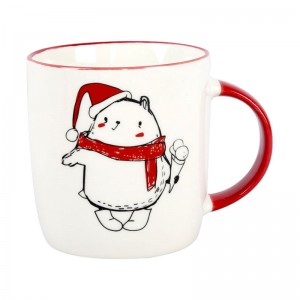 Support customizing cute Christmas bear pattern ceramic cups with different cup shapes and capacities