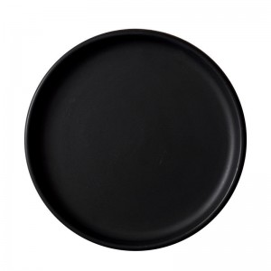 Hot Sale Round Matte Black Plates Ceramic Crockery Stoneware Dinnerware Set