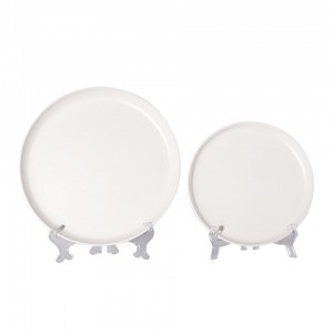 Ensembles de vaisselle en grès Vaisselle Plain White 4pcs Céramique Assiettes Ensembles Vaisselle