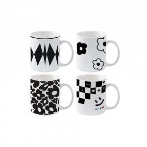 Dearadh Dubh Clasaiceach Ceirmeach Dinnerware Dearadh Retro Mias Babhla agus Mug Dubh Dath Glaze Cupán Caife Teapot