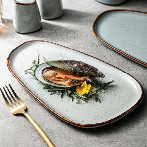 Crockery Dinnerware Vajjila Geschirr Tableware Teller Set Beige Grey Nordic Speckled Style Luxury Porcelain dinner Set