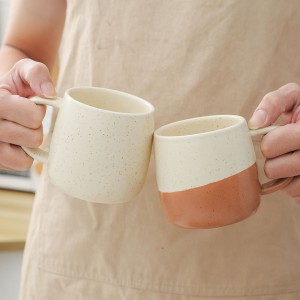 Taza de café de cerámica estilo Ins de gran oferta, taza de gres con esmalte de sésamo moteado de Color personalizado, tazas de porcelana fina