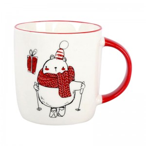 Support customizing cute Christmas bear pattern ceramic cups with different cup shapes and capacities