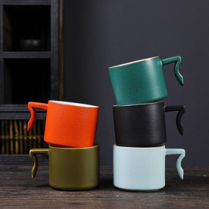 Creative Irregular Handle Small Tea Cup Gift Milk Tumbler Drinkware Ceramic Espresso Coffee Cup