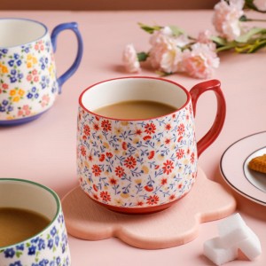 Fashion Floral Ceramic Tableware Water Coffee Breakfast Cup Mug