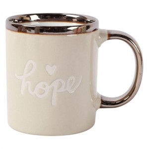 Taza de porcelana con borde de metal promocional para el día de San Valentín, tazas de cerámica personalizadas con diferentes especificaciones y colores