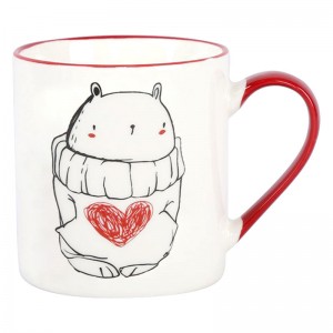 Support customizing cute Christmas bear pattern ceramic cups with different cup shapes and capacities