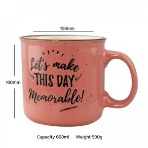 Wholesale 570ml speckle enamel mug ceramic camp coffee mug