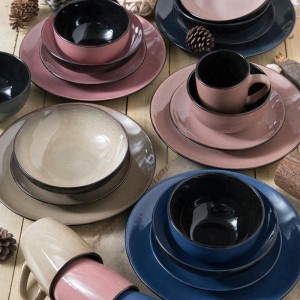 home and kitchen products stoneware reactive glaze dinnerware set