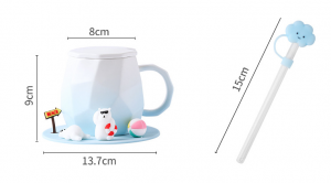 Taza de cerámica con función creativa, imagen bonita, taza tridimensional con forma de animal, platillo con tapa, taza de cerámica creativa, regalo para el día de las parejas