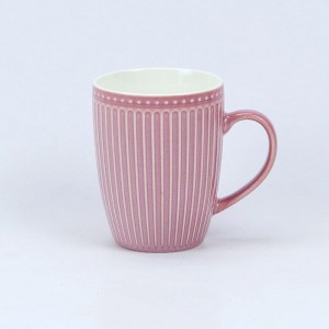 Chinese manufacturer Nordic style new bone china reactive glaze drum embossed ceramic coffee mug