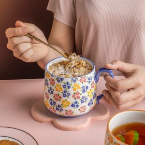 Tasse de tasse de petit déjeuner de café d'eau de vaisselle en céramique florale de mode