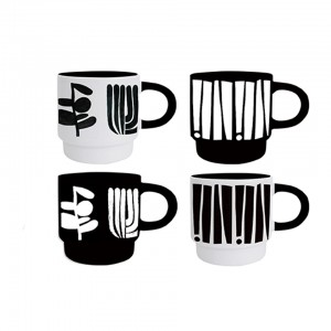 Klassisches schwarzes Design-Keramikgeschirr, Retro-Design, Schüssel, Schüssel und Becher, schwarze Glasur, Kaffeetasse, Teekanne