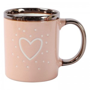 Taza de porcelana con borde de metal promocional para el día de San Valentín, tazas de cerámica personalizadas con diferentes especificaciones y colores