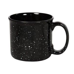 Cană de cafea de camping, din ceramică, cu sublimare cu pete personalizate, pentru camper, pentru drumeții, foc de tabără, 15 oz, negru, violet, vintage