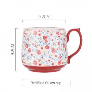 Utensílios de mesa de cerâmica floral da moda água café café da manhã caneca