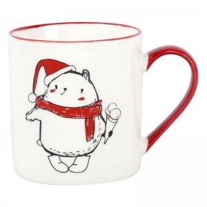 Support customizing cute Christmas bear pattern ceramic cups with different cup shapes and capacities