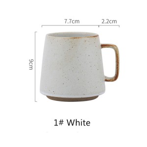 Venta al por mayor, taza de café de cerámica hecha a mano rústica de 12 oz, tazas moteadas de arcilla Vintage japonesa