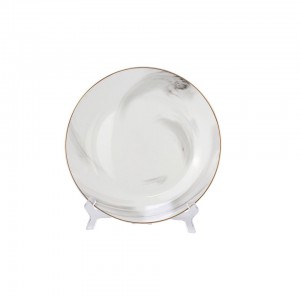 Conjunto de jantar de cerâmica de mármore 16 peças de luxo novo conjunto de jantar de porcelana com aro dourado