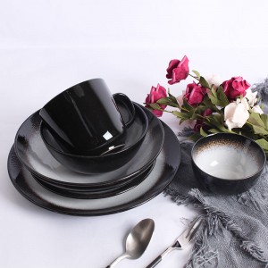 Persoonlijk bord voor restaurants porselein servies decoratief recatief glazuur Servies Sets luxe steengoed dinerset