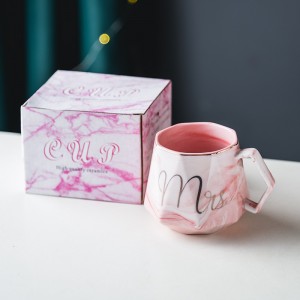 Custom marble cup printed porcelain design ceramic mr mrs wedding marbled coffee couple gift mugs set