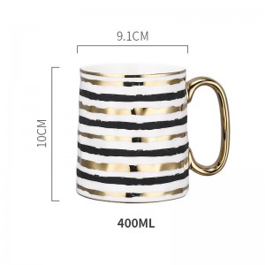 Tasse de bureau en céramique de style européen tasse de galvanoplastie de poignée en or de luxe 400 ml