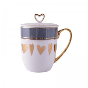 Flypeak New Arrival Wholesale Nordic Porcelain Coffee Mug Gold Handle Ceramic Mug Marble Ceramic Coffee Mug