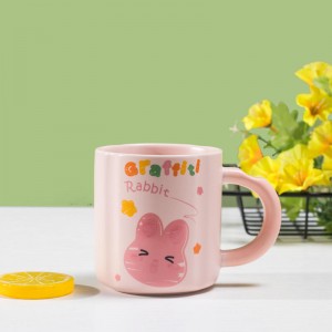 Taza de cerámica creativa de alto nivel de apariencia con regalo de mano, taza individual de dibujos animados con apertura, regalo pequeño, taza de regalo, LOGOTIPO subimpreso