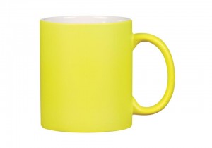 Caneca promocional de 11 onças 330 ml de cerâmica fosca e brilhante de cor fluorescente neon