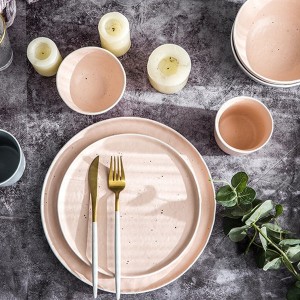 Groothandel op maat gemaakt logo mat gespikkeld servies in Scandinavische stijl, keramisch servies, dinerset porselein