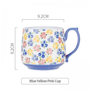 Utensílios de mesa de cerâmica floral da moda água café café da manhã caneca