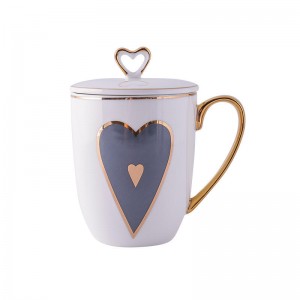 Flypeak New Arrival Wholesale Nordic Porcelain Coffee Mug Gold Handle Ceramic Mug Marble Ceramic Coffee Mug