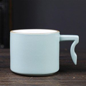 Creative Irregular Handle Small Tea Cup Gift Milk Tumbler Drinkware Ceramic Espresso Coffee Cup