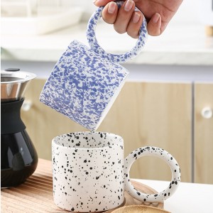 Handmade Speckled Ceramic Mug with Large Handle