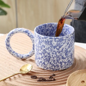 Handmade Speckled Ceramic Mug with Large Handle